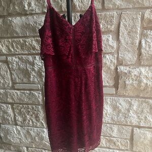 I.N. Studio Burgundy Lace Dress